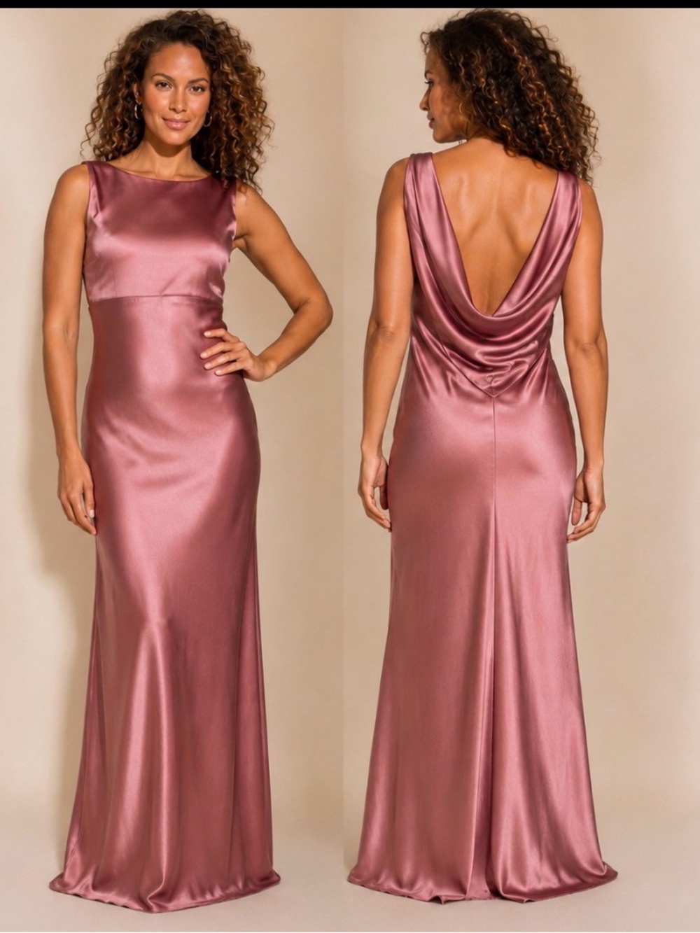 Brand New Jay Godfrey Cowl back Rose Color evening  Gown.
JAYGODFREY
